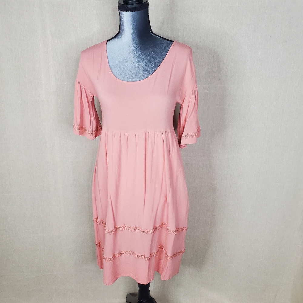 ♧ Hailey & Co. Pink Babydoll Crepe Dress Size Small